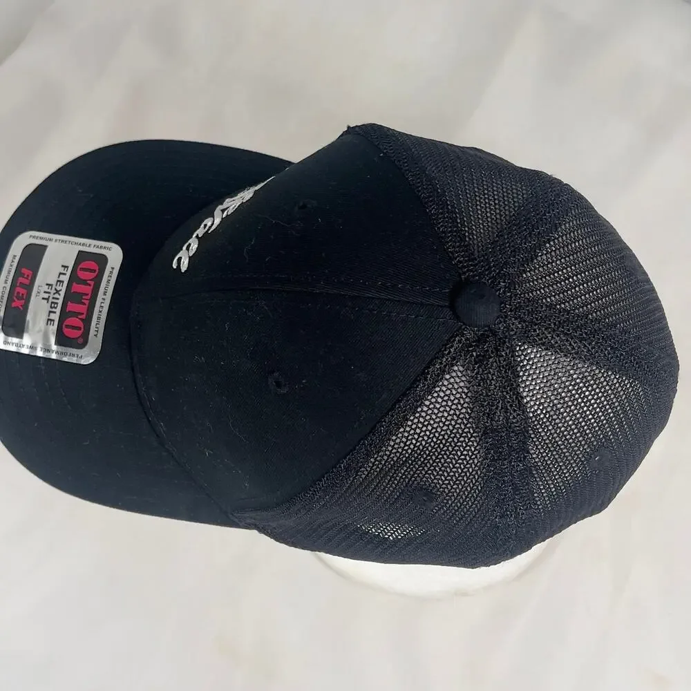 Hole in the Wall Black Flexible Fit L/XL Cap Embroidered White Logo OTTO Trucker